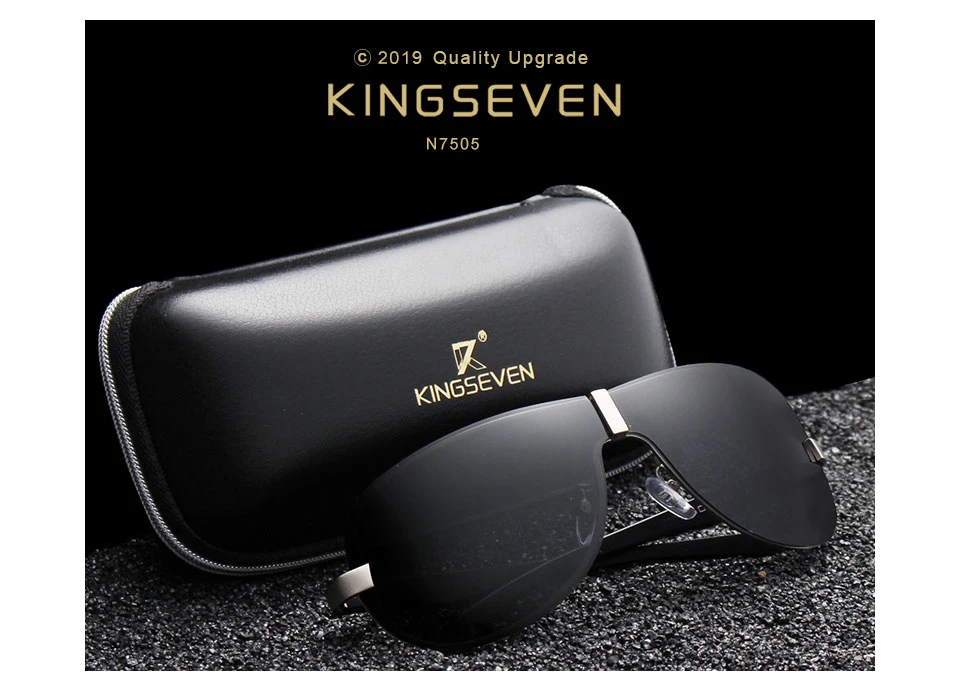 KINGSEVEN, алюминиевые поляризованные солнцезащитные очки для вождения, мужские очки, фирменный дизайн, высокое качество, большая оправа, солнцезащитные очки без оправы