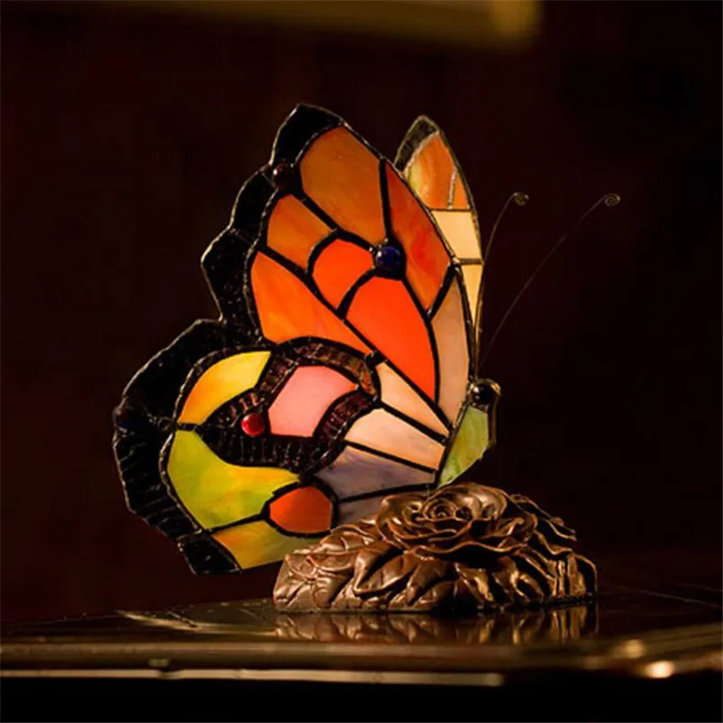 Tiffanylamp прикроватный столик с цветами современный светодиодный декоративный