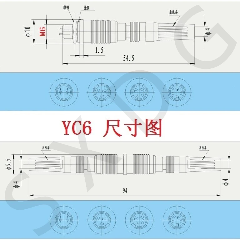 1 шт. AP046 YC6 2/3/4/5Pin 6 мм штекер и гнездо миниатюрный авиационный M6 круговой разъем +