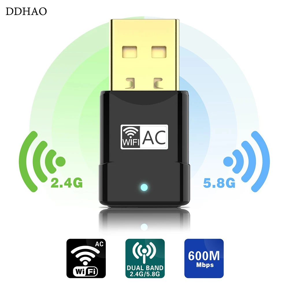 DDHAO Беспроводной 600 Мбит/с USB wifi адаптер 2 4 ГГц 5 Wi Fi антенны ПК мини компьютер