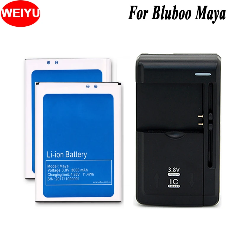 Зарядное устройство WEIYU для Bluboo Maya 2 шт. 3000 мАч 3 8 в|Аккумуляторы мобильных