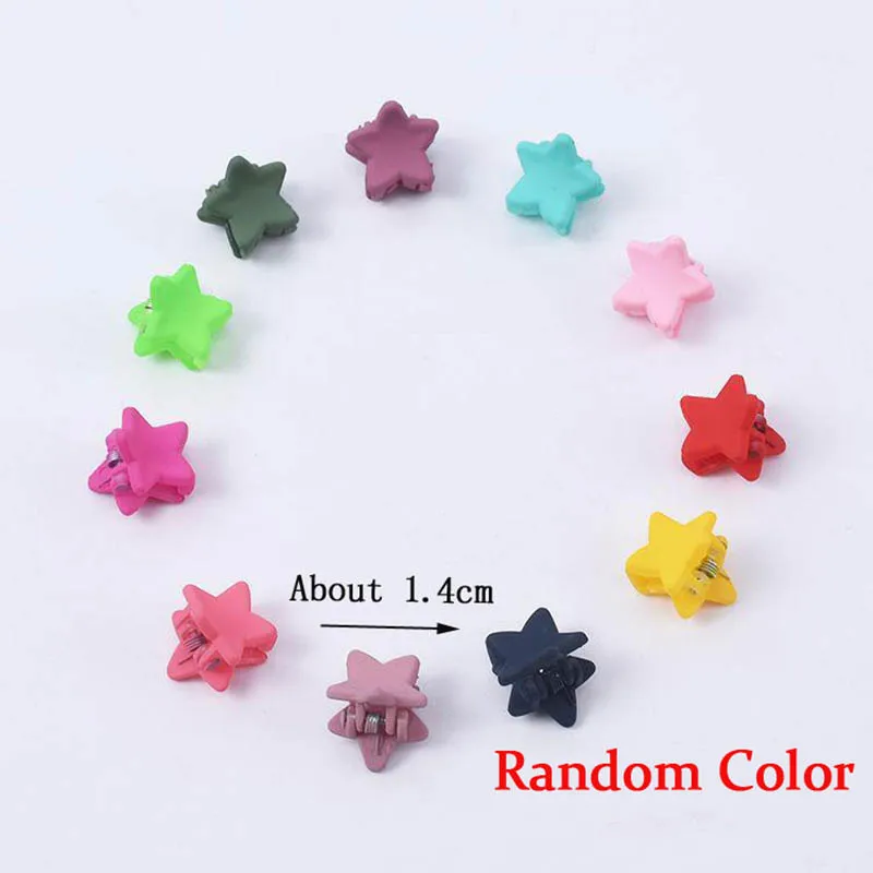 star 1.4cm 1 комплект, маленькие заколки для волос карамельного цвета для девочек, детские милые заколки для волос в форме сердца с цветами и кроликом, аксессуары для волос - Цвет: star 1.4cm