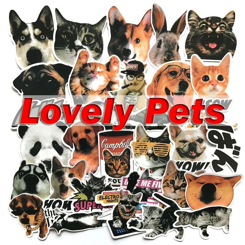 

30Pcs/Lot Lovely Cute Pets Puppy Cat Stickers For Car Laptop Bicycles Backpack Notebook Home Decal DIY Waterproof Stickers