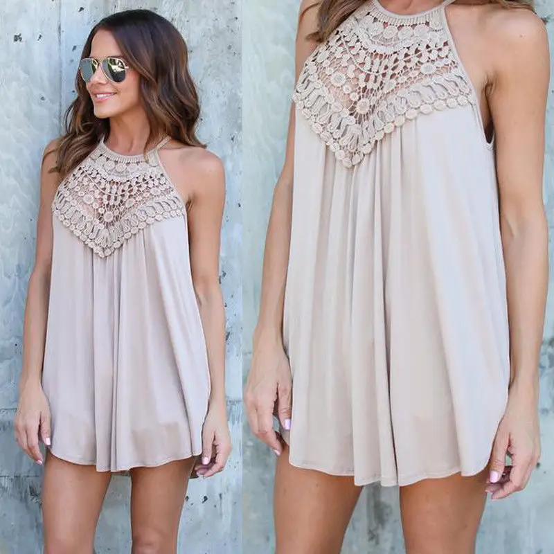 2018 Новый Модный женский летний кружевной жилет Топ без рукавов повседневные топы