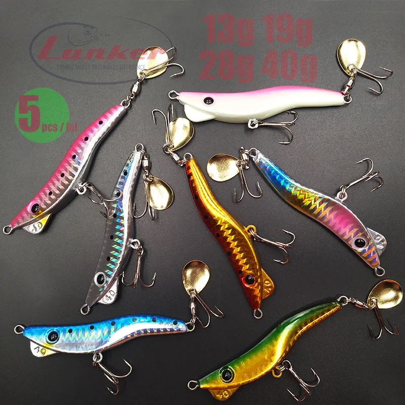 Lunker metalmaru, универсальная креветка, 13 г, 19 г, 28 г, 40 г, 5 шт., металлические приспособления, приманка, крючок для соленой воды, ложка