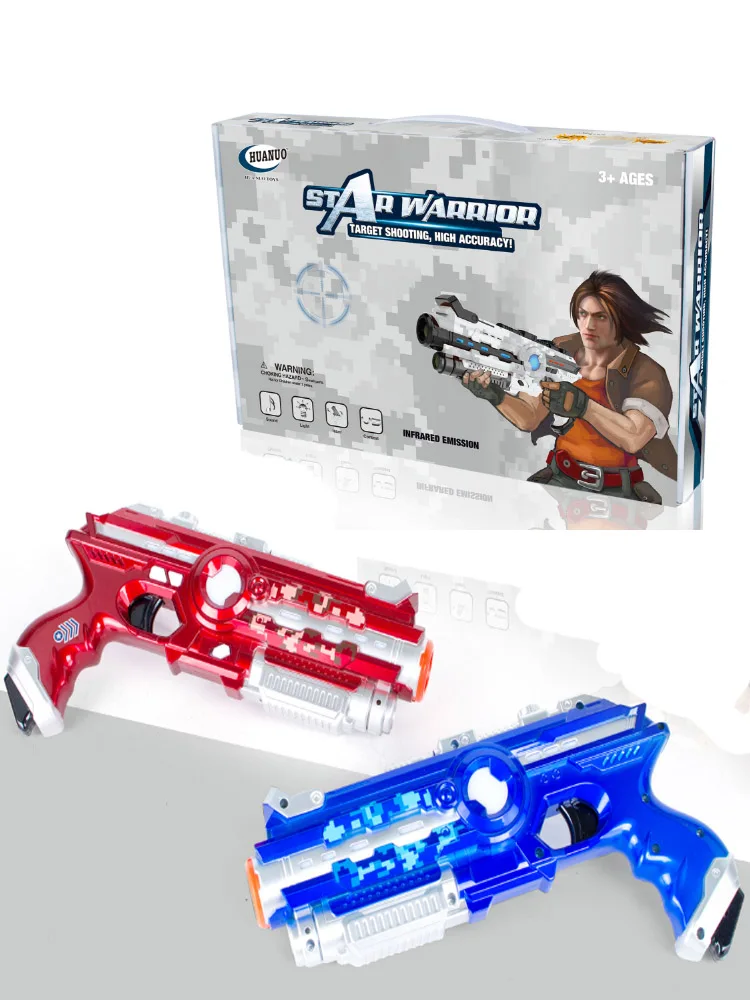 two guns Инфракрасный лазерный тег игровой набор из 2 синих красных инфракрасных лазерных пушек для помещений и активного отдыха игрушечный пистолет для детей - Цвет: two guns