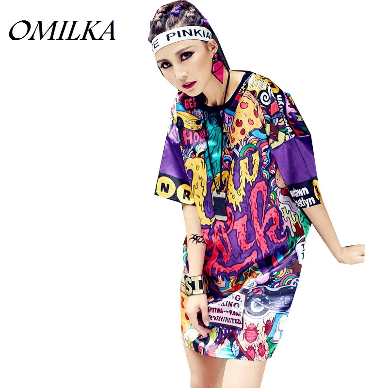 Женская футболка с коротким рукавом OMILKA Повседневная Свободная в стиле хип хоп