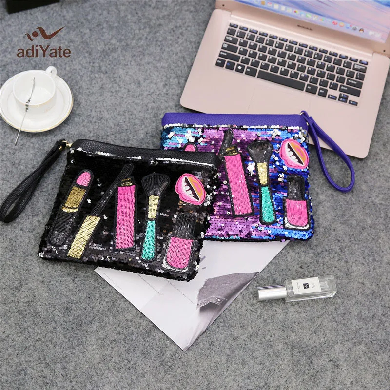 Adiyate Мода блестками Для женщин Курьерские сумки новый Губная помада Роскошные