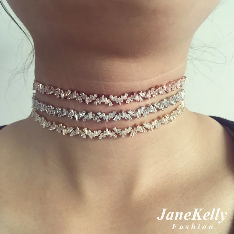 Популярный ААА фианит багет колье для женщин изготовлено вручную Регулируемая