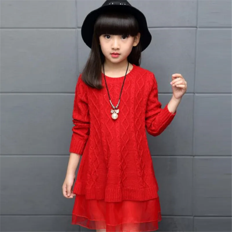 Детские платья для девочек свитера Осень-зима 2020 хлопковое платье-свитер одежда