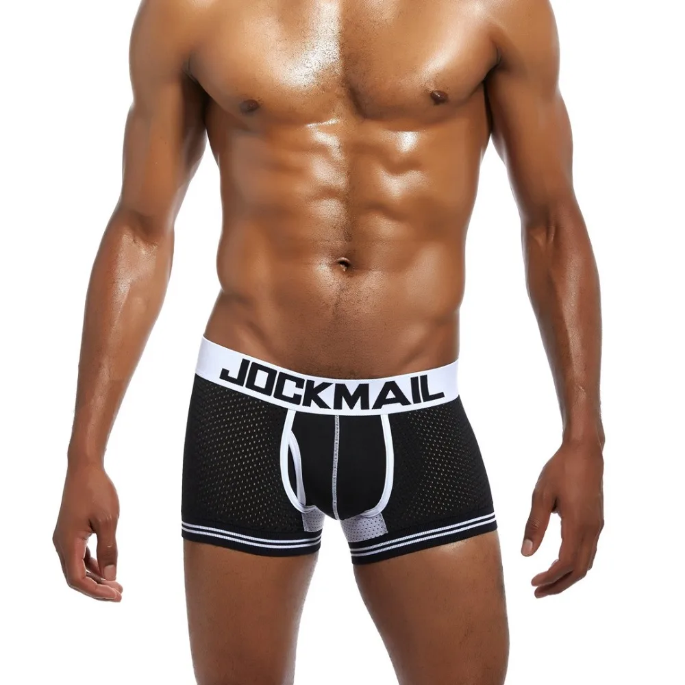 JOCKMAIL, брендовые боксеры, мужские сетчатые u-образные трусы, сексуальное нижнее белье, под брюки, Cueca, хлопковые трусы, боксерские шорты для геев, мужские трусы