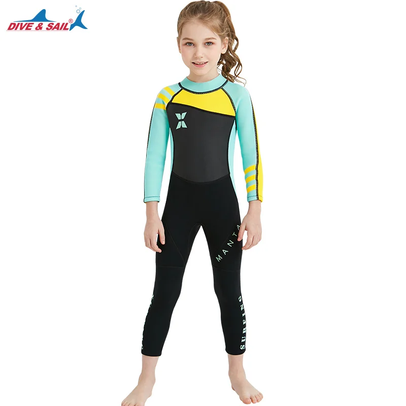 

Kids Full Body Wetsuit - 2.5mm Neoprene Fabric, Back Zip Full Body Long Sleeve Wet Suit Swimming Surfing Snorkeling Suits Gills