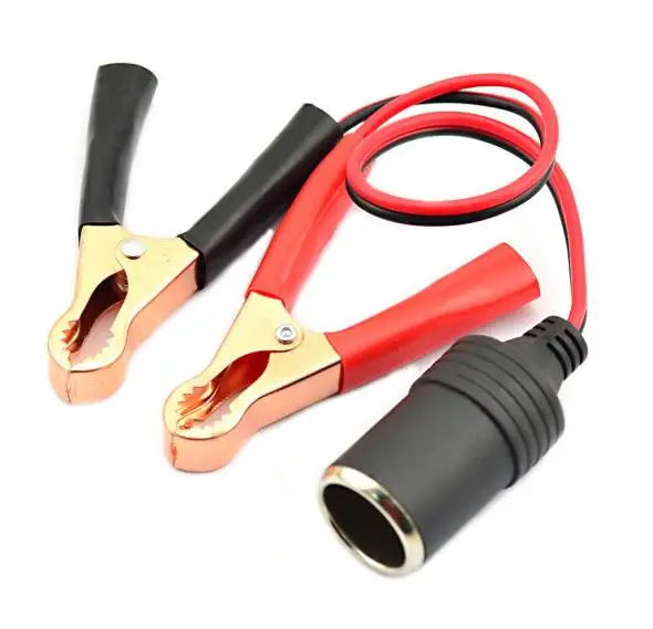 

12V Battery Terminal Clip-on Vehicle Car Cigarette Lighter Socket Female Adapter 10A Alligator Clips Extension Cord