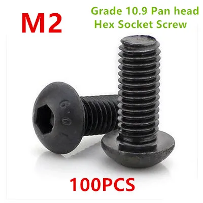 

100 шт. M2 * 3/4/5/6/8/10/12/16/20 ISO7380 класс 10,9 черная головка с шестигранной головкой