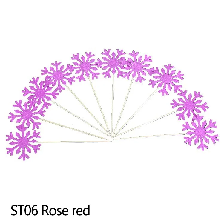 Rose red 20 шт./лот милый снежинка мультфильм кекс Топпер флажки для торта для свадьбы День рождения Вечеринка Детский душ украшения принадлежности - Цвет: Rose red