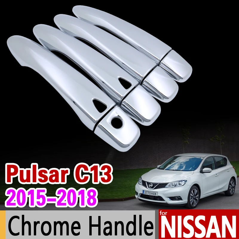 Набор хромированных накладок на ручки двери для Nissan Pulsar C13 отделки 2015 2016 2017 2018