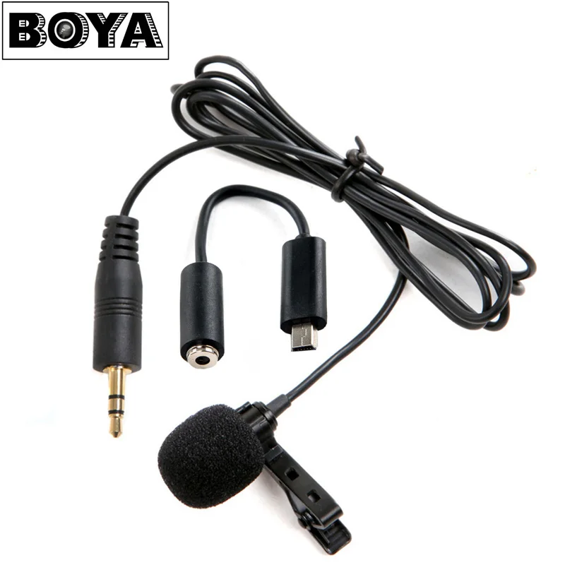 BOYA петличный микрофон для GoPro HERO3 3 + 4 кабеля Micro USB Clip on всенаправленный