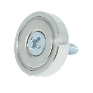 Магнит гаражный Неодимовый, диаметр 16 мм, 6 кг, с винт с потайной головкой отверстиями, органайзер для ключей, 10 шт.