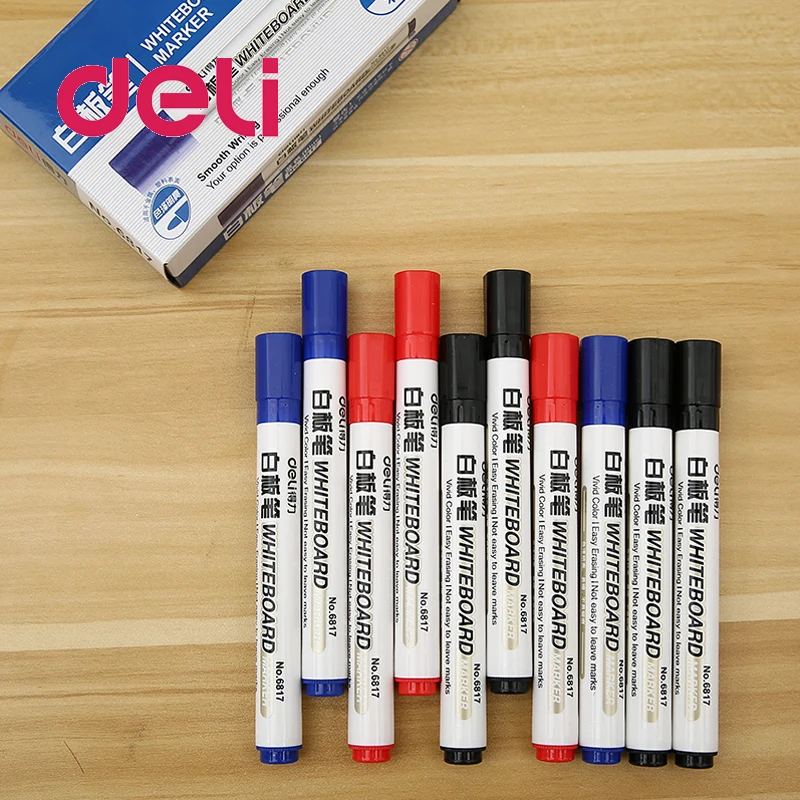 

Deli 1PCS Marker Pen Office School Supplies Black Blue Red Erasable Wiped Ink Addible Durable Whiteboard Marker Office Supplies