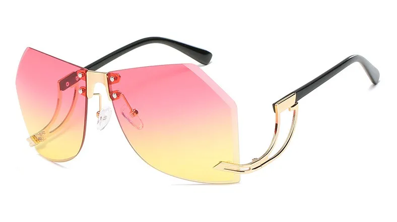 C5 pink yellow Женские нестандартные безрамные солнцезащитные очки градиентные линзы UV400 Модные очки 45360 - Цвет линз: C5 pink yellow