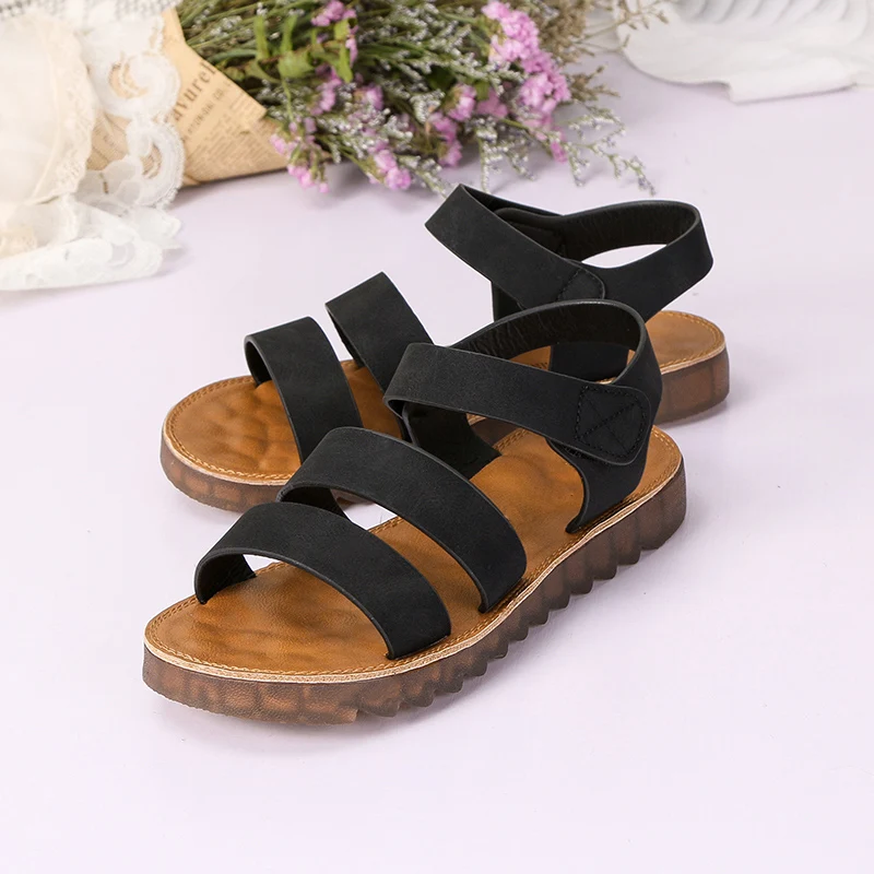 Женские сандалии гладиаторы на платформе с круглым носком повседневная обувь