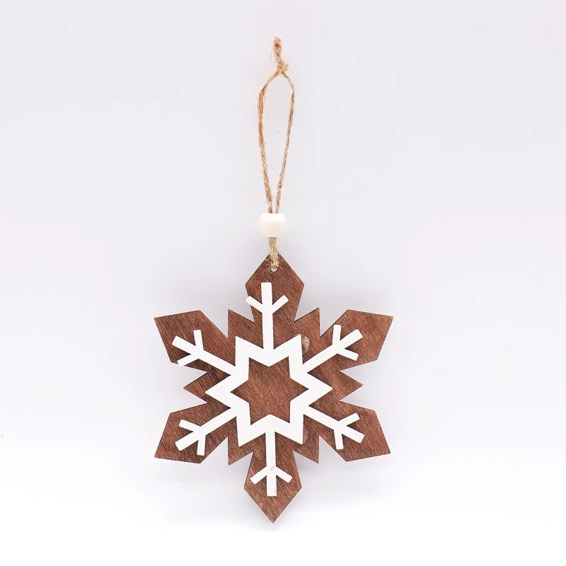 Wood snowflake Счастливого Рождества деревянные подвески, украшения DIY снежинки Рождественская елка украшения Рождественская вечеринка дверь подвесные украшения детский подарок - Цвет: Wood snowflake