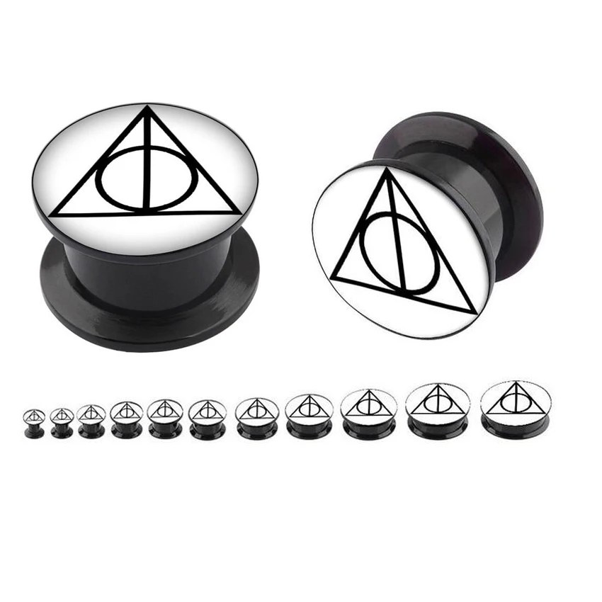 Акриловые ушные пробки с логотипом Deathly Hallows 1 пара винты Gauegs подходят для
