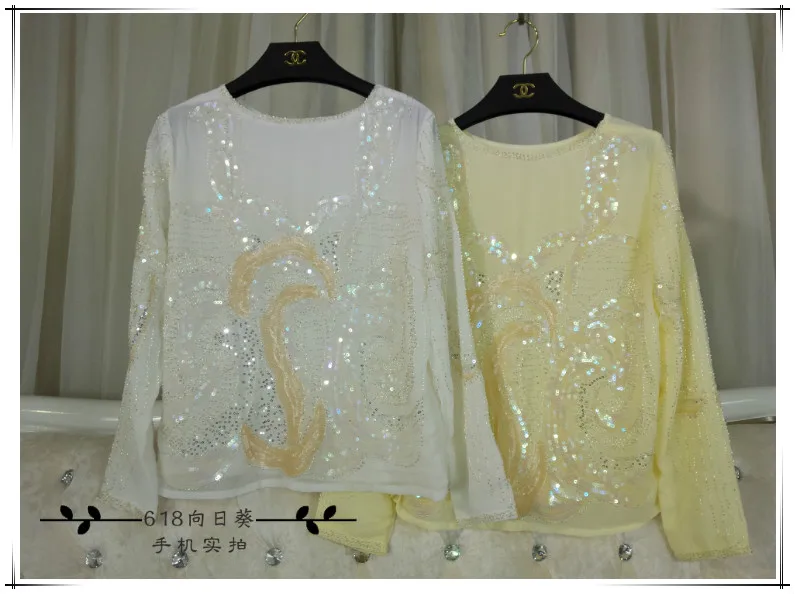 Женская блузка с блестками Cakucool прозрачные сексуальные сетчатые блузки длинным