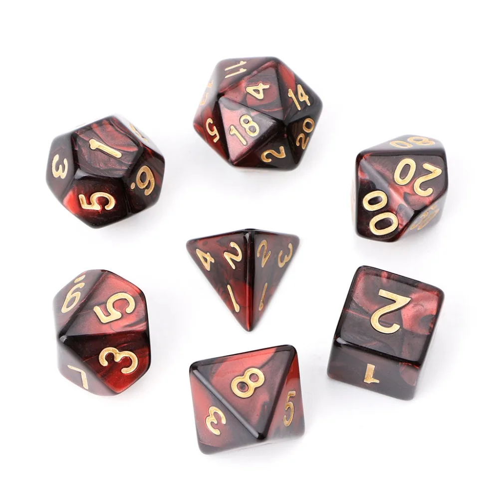 7 шт./компл. акриловые многогранные кубики TRPG Настольная игра для D4 D20 оптовая