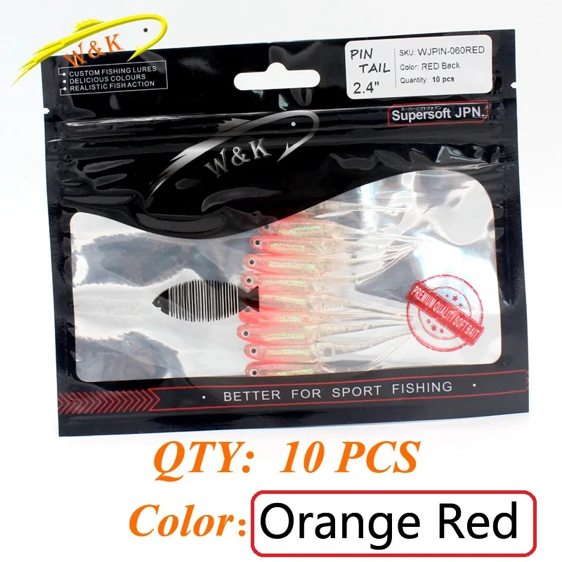 PIN RED W&K Brand Soft Fishing Lure 6cm*1g Jerkbait baitfish Seaside Swim Shad Zander Walleye Pollock Promotion - Цвет: PIN RED