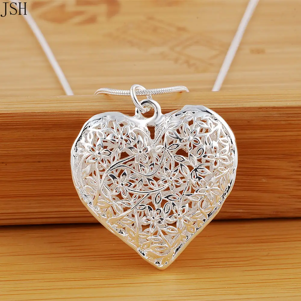 

Wholesale necklace Free shipping fashion silver color jewelry elegant charms wedding exquisite heart necklace women , P218