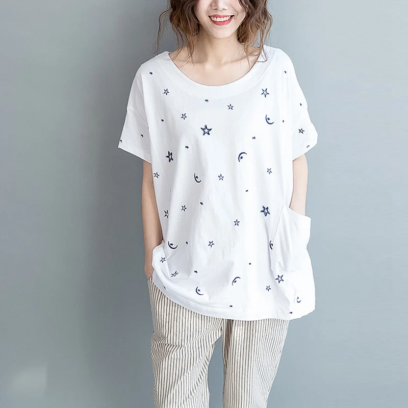 Elseisle 2017 женская футболка летний уличный стиль звездный узор рукав летучая мышь