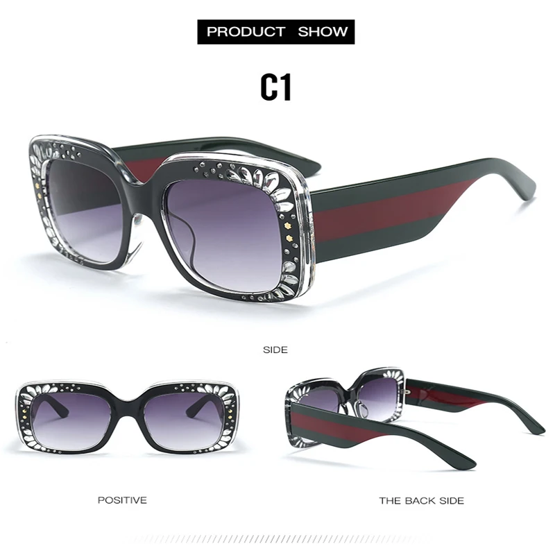 SALUTTO New Fashion Square Sunglasses Women Brand Designer 2018 Diamond decoration Vintage Female Sun glasses Oculos UV400 | Аксессуары