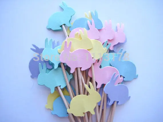 Недорогие пастельные медиаторы в виде зайчиков кроликов топперы для кексов