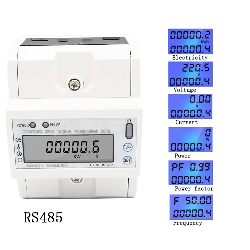 ЖК ac220V 230 V 50 Гц 60 Гц 5-80A RS485(MODBUS-RTU) удаленного счетчика функция подсветки счетчик электроэнергии Мощность метр кВтч