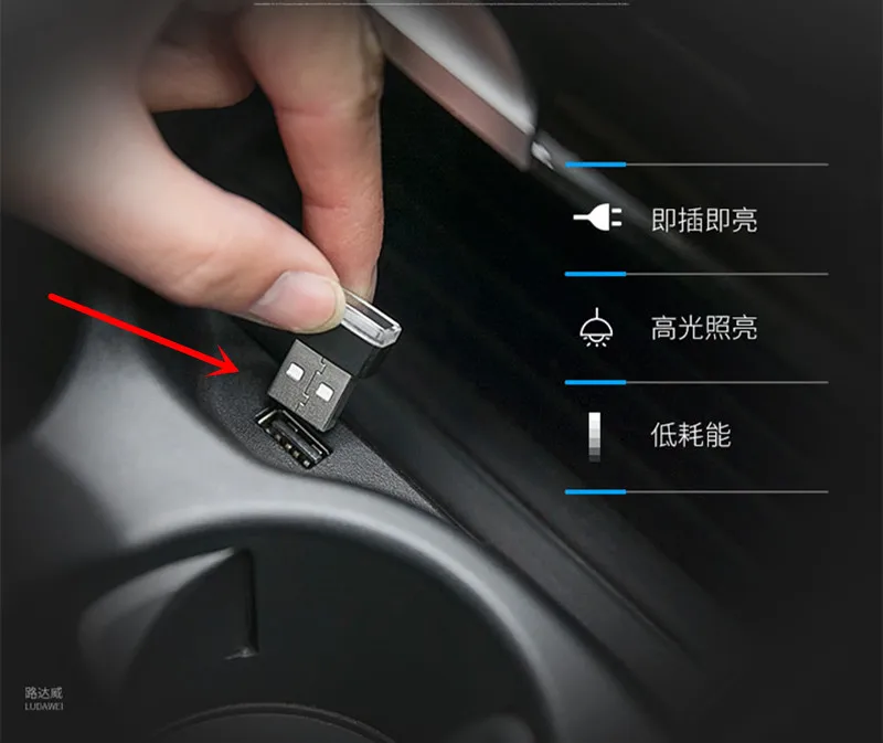 Автомобиль USB светодио дный LED атмосфера огни декоративные лампы аварийное