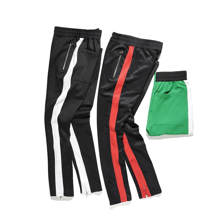 

Mens Side Single Stripe Track Pants Hip-Hop Jogger Sweatpants Streetwear Colorblock Zipper Loose Sweat Pants Male