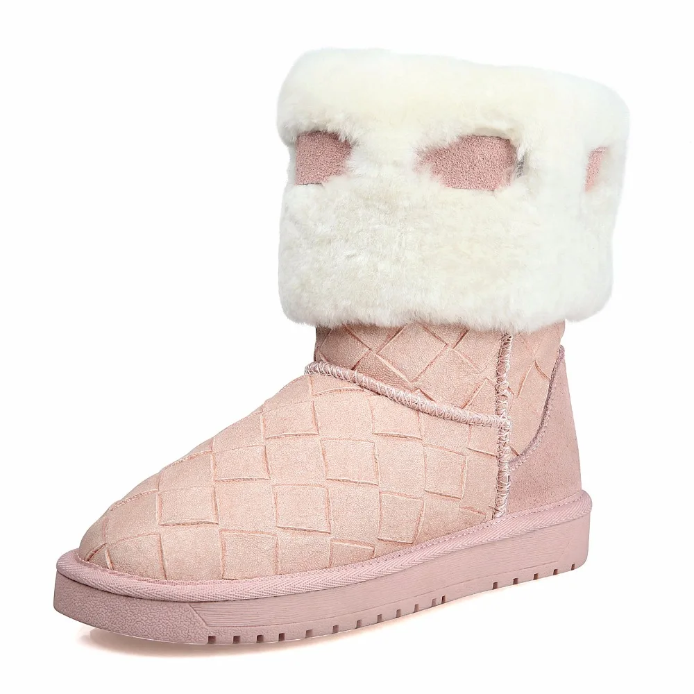 KUNYIN женская обувь Зимние дамы новый кожаный ткани сетки моды снегоступы