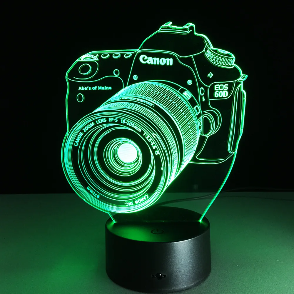 3D светодиодный ночник для камеры Canon акриловый цветной светильник с голограммой