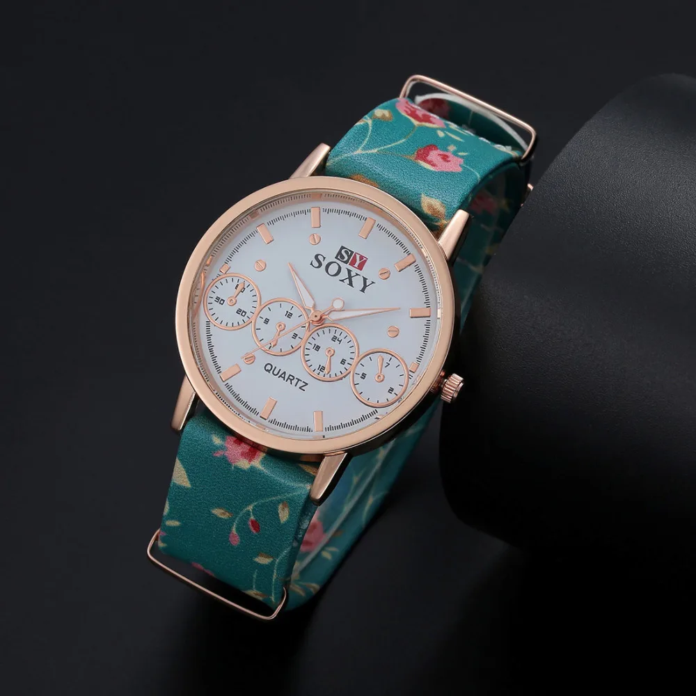 

Women Luxury Brand Watch SOXY Fashion Gold Watch Women Dress Leather Quartz Watch Ladies Hour Clock Ladies Gift Relogio Feminino