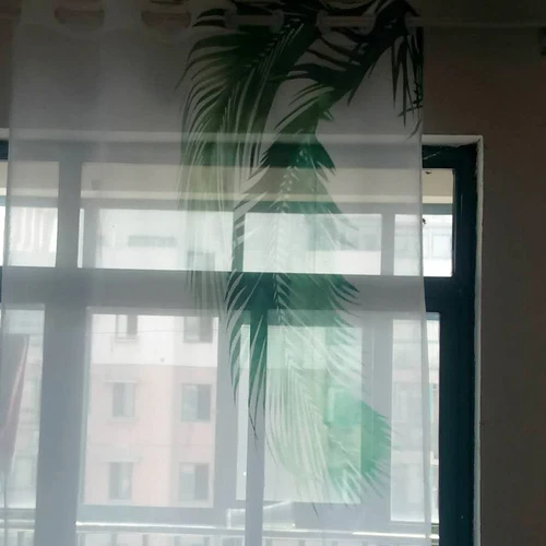 1PC Tulle RZCortinas скандинавские простые и современные затененные занавески тропические листья растений жалюзи для гостиной популярный натуральный стиль марля тюль - Цвет: 1PC Tulle