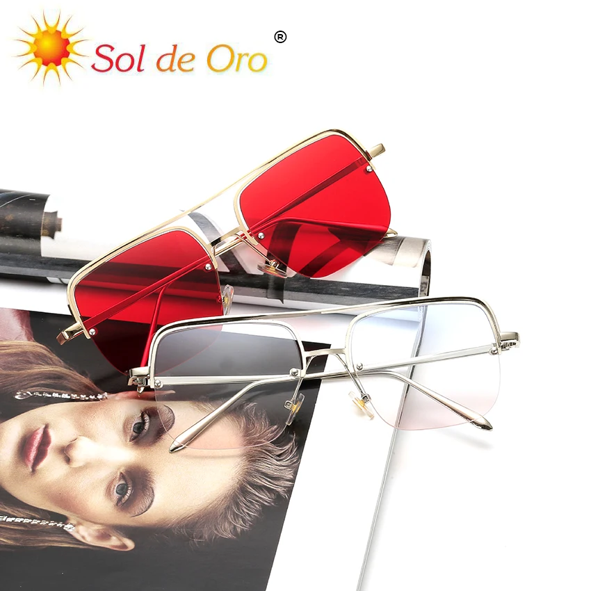 Солнцезащитные очки SOL DE ORO в металлической полуоправе для мужчин и женщин