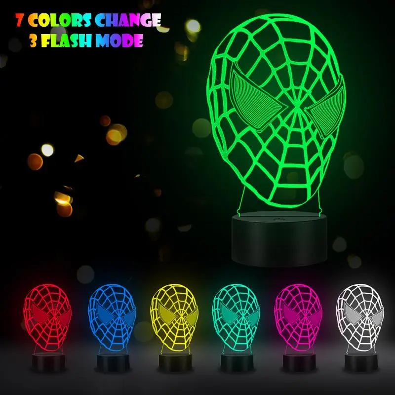 VCIty «Человек-паук»; 3D Ночной свет Led Настольная лампа RGB Изменить многоцветный домашний любители украшения Коллекция Подарки для детей игрушки супер герой