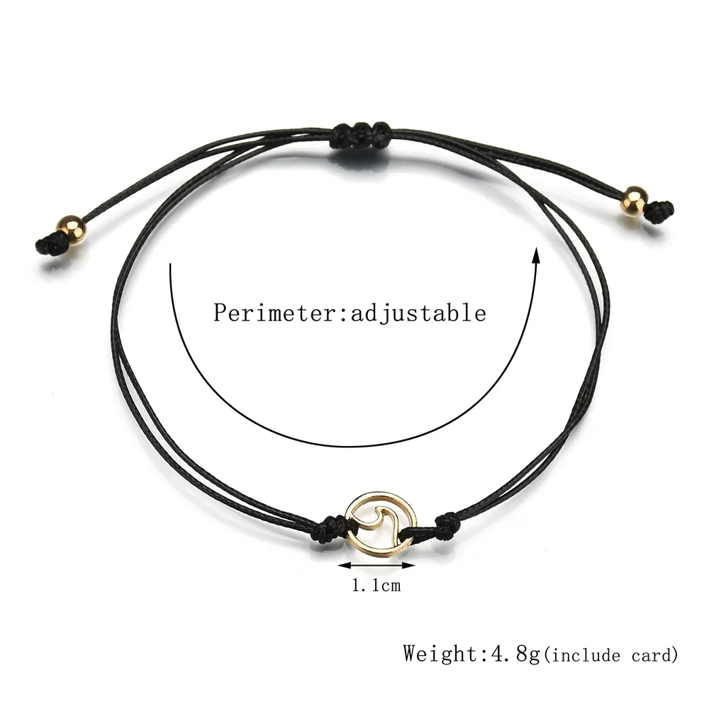 Круглая подвеска в виде волн браслеты для женщин и мужчин плетеные на удачу