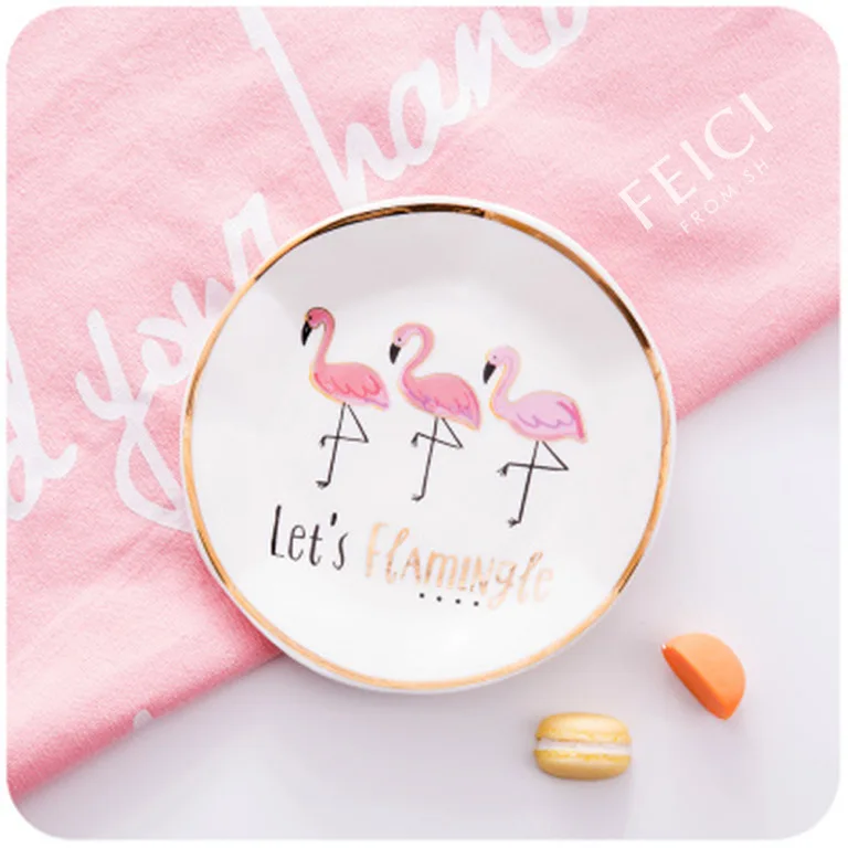 Новый дизайн маленькая ручная роспись Фламинго кактус ананас керамический соус