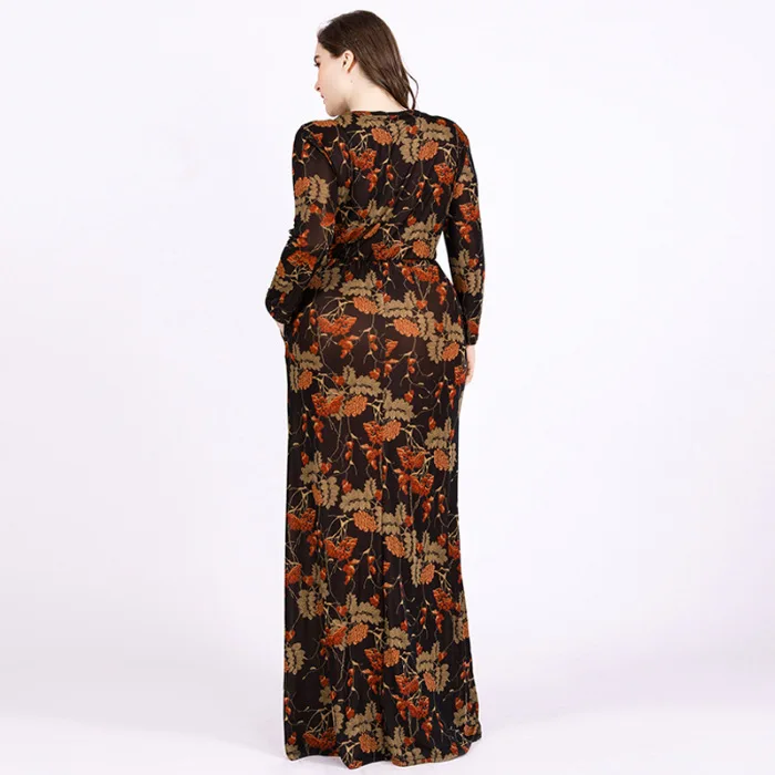TUHAO Spring Fall Retro Women Dress Floral Print Long Sleeve Loose Plus Size Maxi VinTge Clothes T1819 | Женская одежда