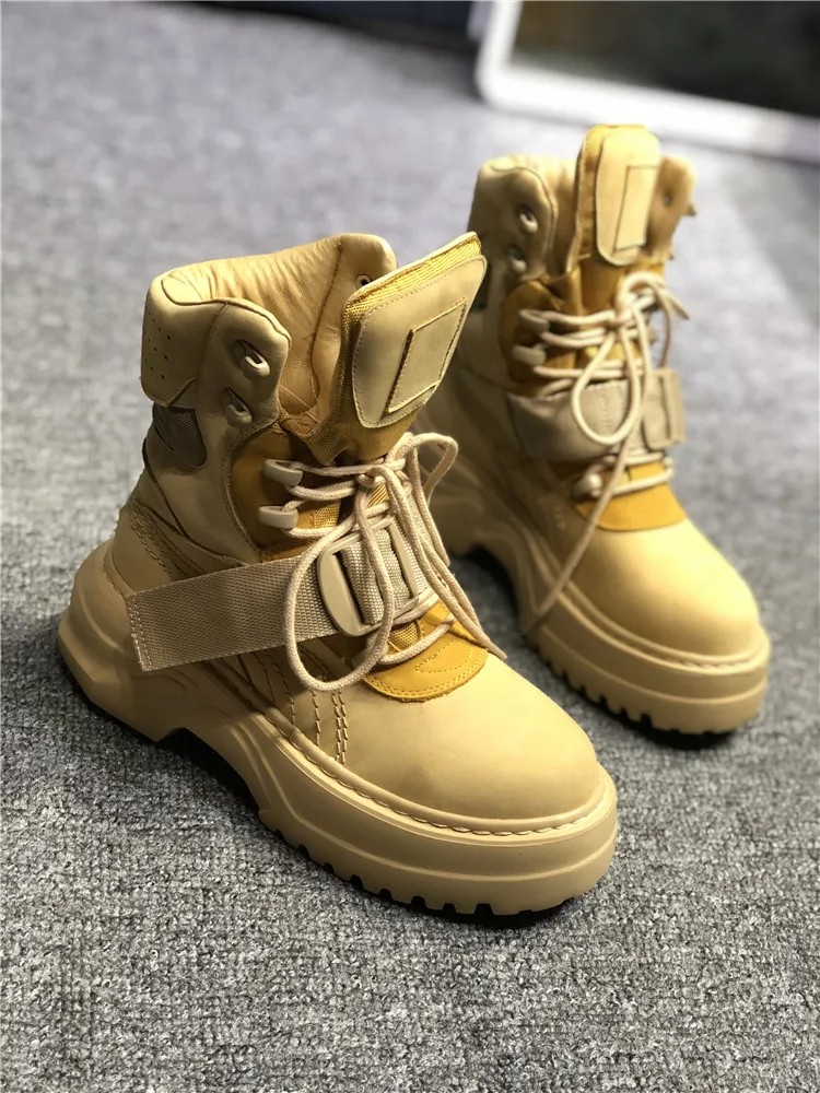 2019 Spring and autumn models high-top platform shoes leather breathable fashion student casual women's wild ankle boots | Обувь
