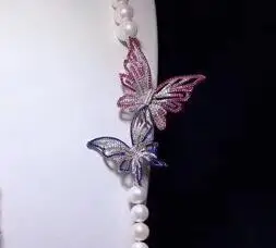 necklace connector SHANICE Роскошная красочная Бабочка Полный Кристалл кубического циркония Броши трендовая растительная жемчужная брошь большие булавки Гипербола Этническая - Окраска металла: necklace connector