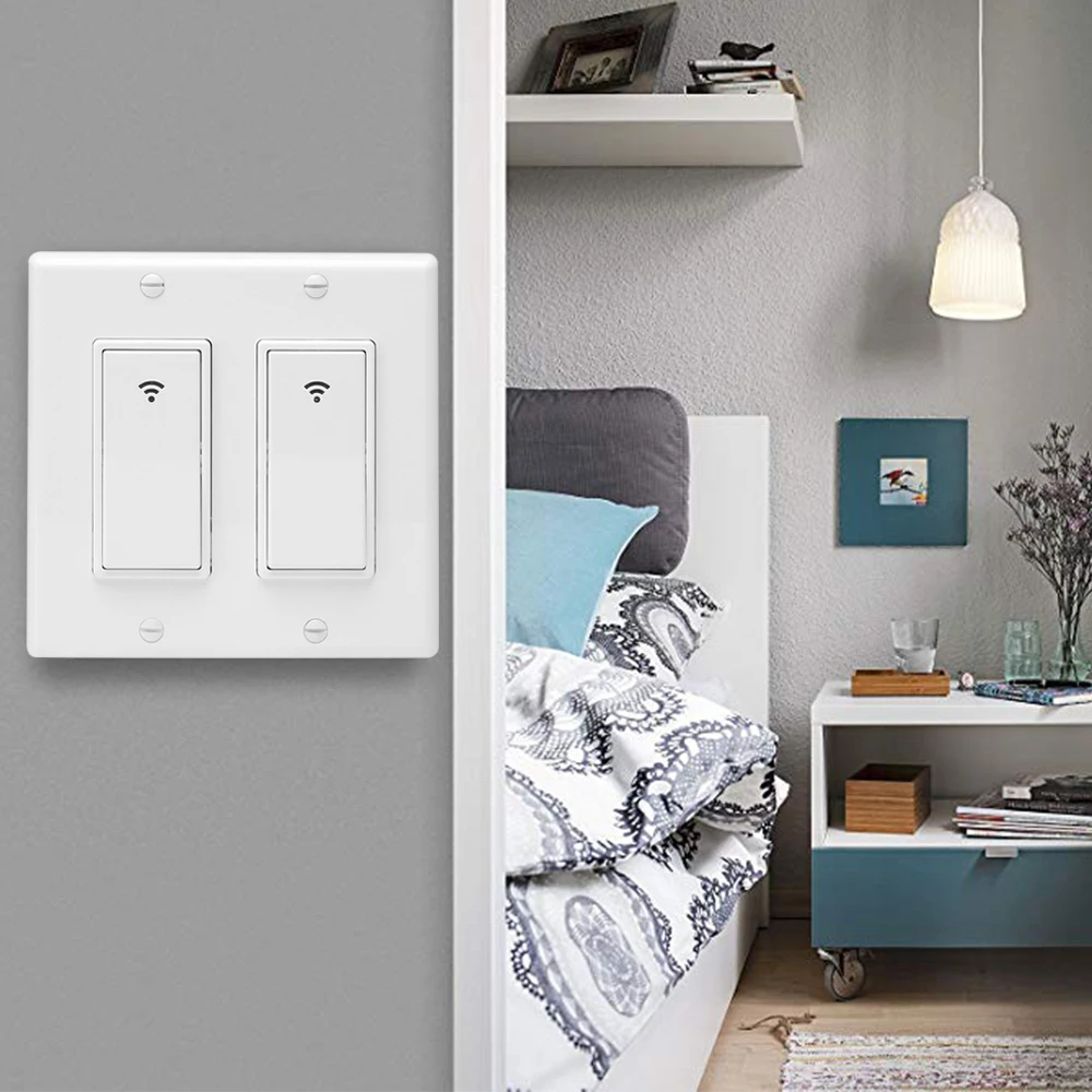 For Fan Light Smart Switch Light WiFi Wireless Remote Control In-Wall Switch Compatible with Alexa Google Home Assistant
