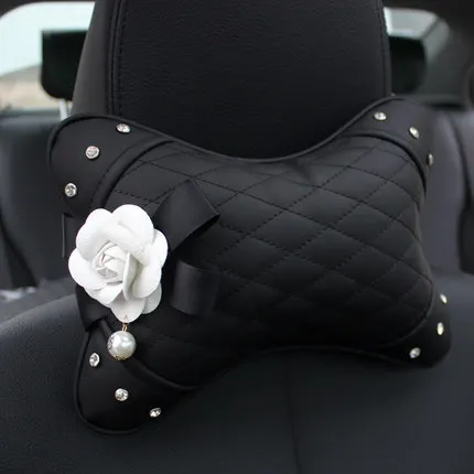 1pcs Head pillow Цветок камелии автомобильный чехол на руль шеи подушки подголовника поясная Поддержка авто солнцезащитный козырек Сумочка для салфеток коробка ремень безопасности аксессуары - Название цвета: 1pcs Head pillow